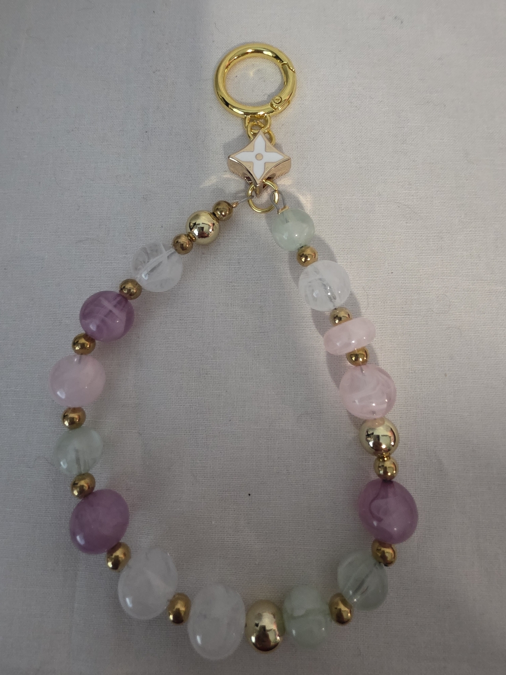Luxury Pastel Beaded Bag Charm - Gold & Multicolor